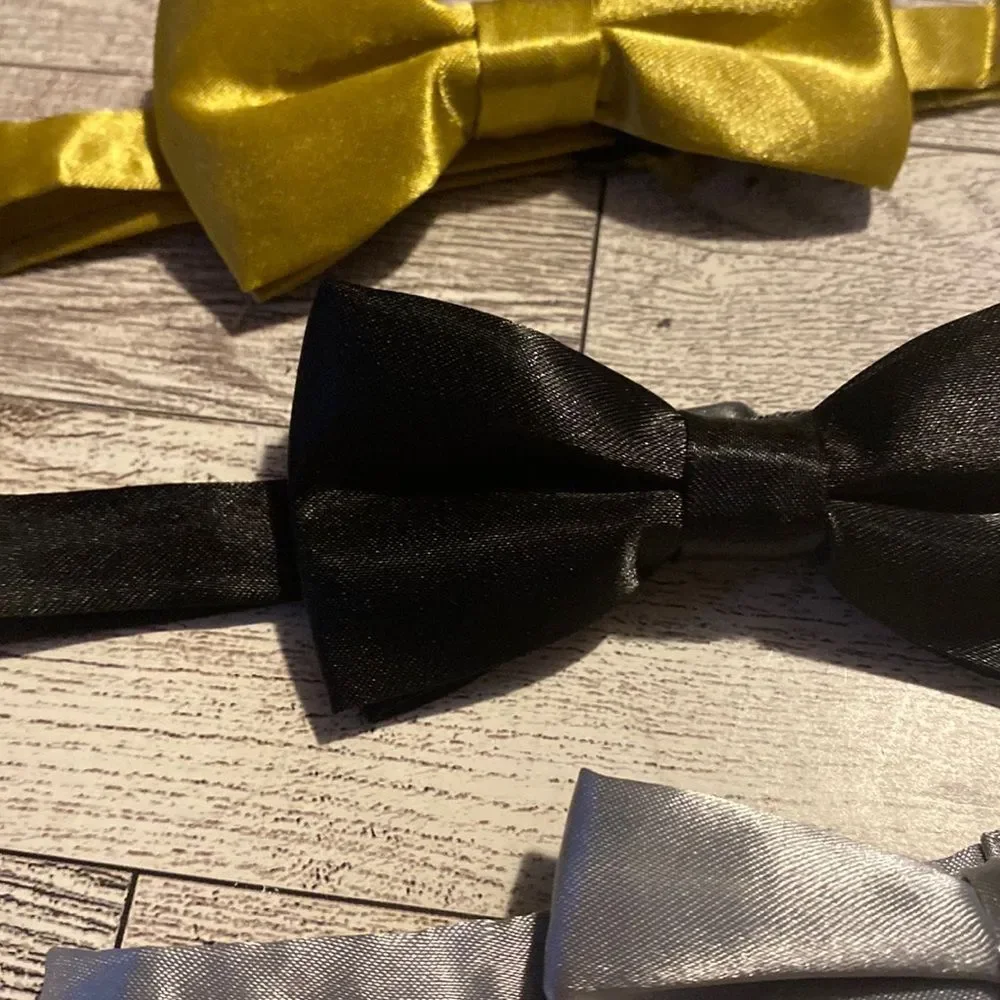 Youth Adjustable 4” Bow Tie Bundle, Metallic